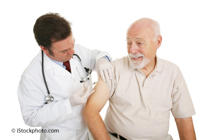 influenza injection being given