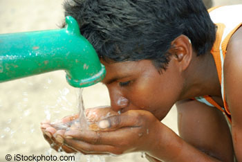 boy drinking clean water